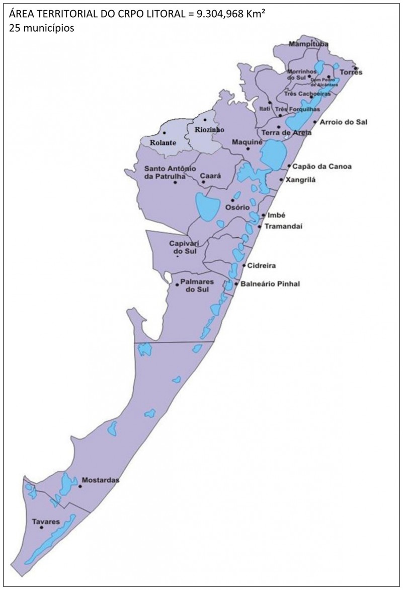 Mapa da região de jurisprudência do CRPO Litoral