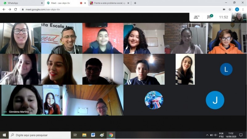 tela do computador com Sd luis com os alunos