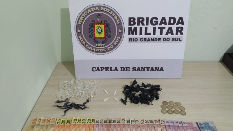Brigada Militar de Capela de Santana prende dupla de mulher com droga