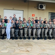 Policiais competidoras do evento alusivo ao dia da mulher