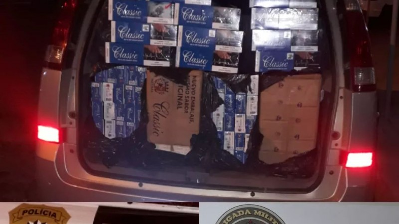 Operação conjunta entre BM e PC resulta em apreensão de cigarros contrabandeados em Três Passos