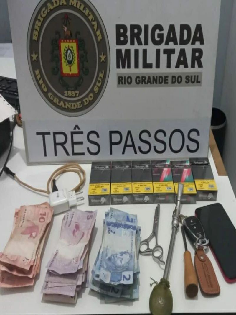 Brigada Militar prende homem ap&oacute;s furtos em estabelecimentos comerciais na cidade de Tr&ecirc;s Passos