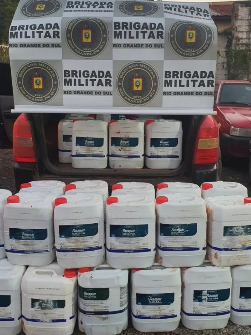Brigada Militar apreende agrotóxicos de origem estrangeira em Crissiumal