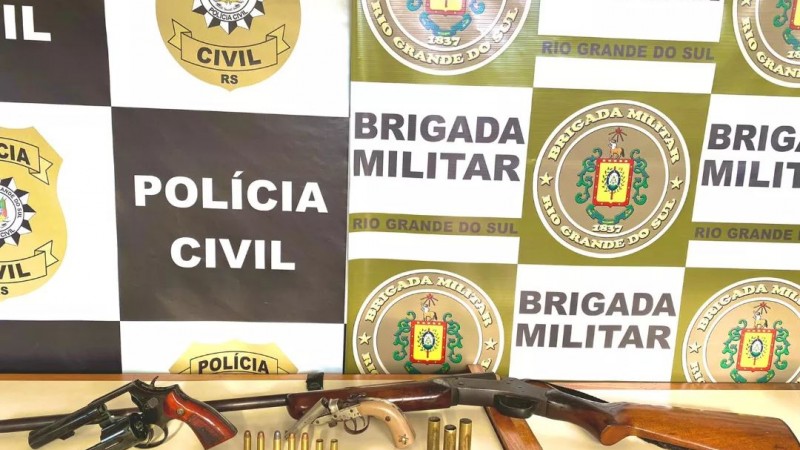 A&ccedil;&atilde;o conjunta da Brigada Militar e Pol&iacute;cia Civil resulta em apreens&atilde;o de armas e muni&ccedil;&otilde;es em Vista Ga&uacute;cha