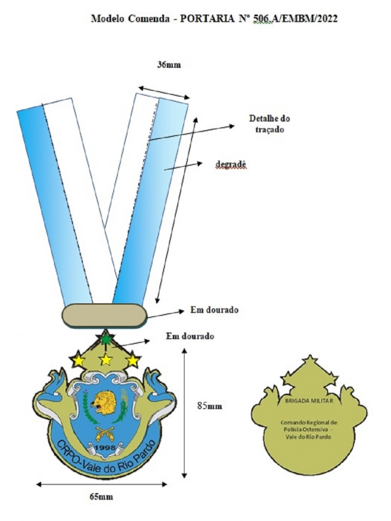 PORTARIA Nº 506.A/EMBM/2022 -  Comenda do
Comando Regional de Polícia
Ostensiva do Vale do Rio Pardo
(CRPO-VRP)
